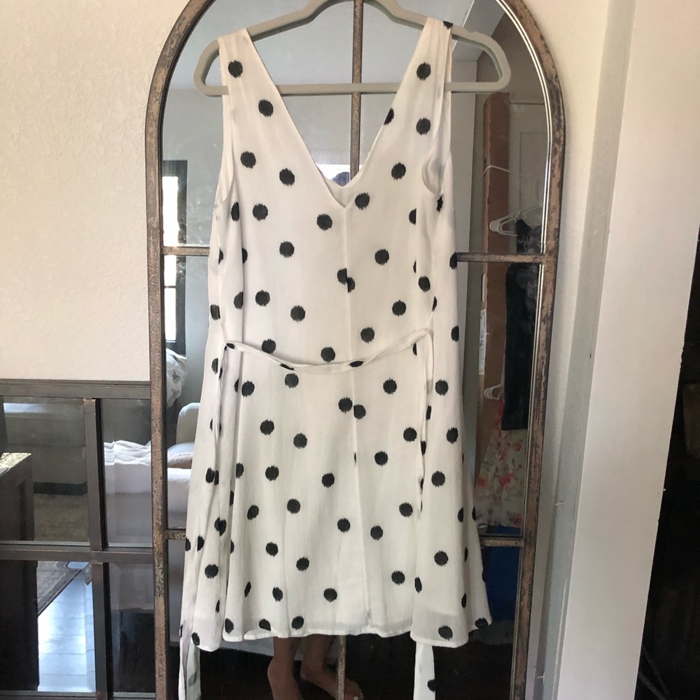 Black and White Polka-dot v neck soft and lined dress - Picture 6 of 7